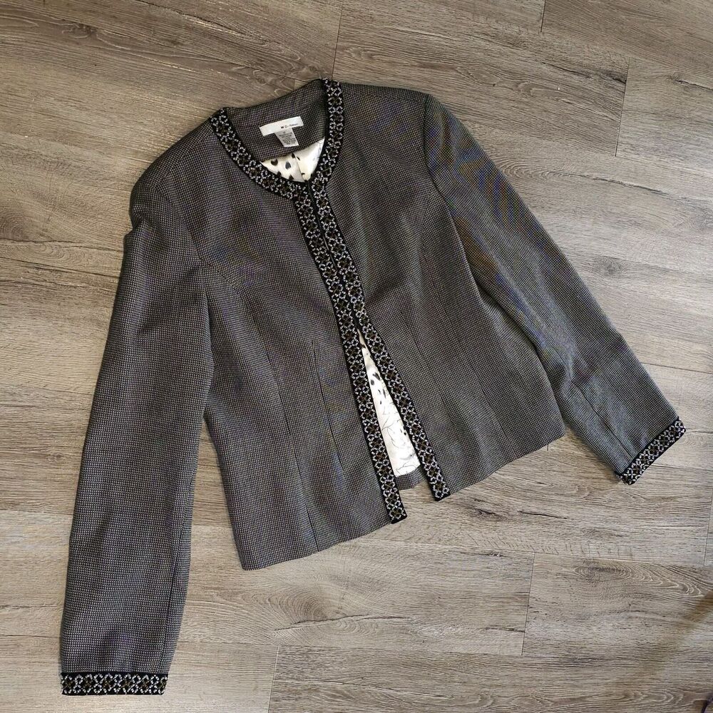 Women's Blazer Size 16 Bead Trim Jazzy Different Unique Office Career Church - Picture 6 of 9